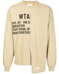 T-shirt manica lunga stampata marrone chiaro di WTAPS