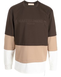 T-shirt manica lunga stampata marrone scuro di Mastermind World