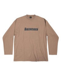 T-shirt manica lunga stampata marrone di Balenciaga