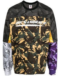 T-shirt manica lunga stampata multicolore di AAPE BY A BATHING APE