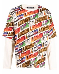 T-shirt manica lunga stampata multicolore di Lanvin