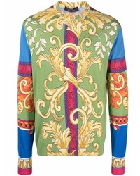 T-shirt manica lunga stampata multicolore di Versace
