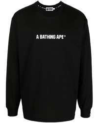T-shirt manica lunga stampata nera e bianca di A Bathing Ape