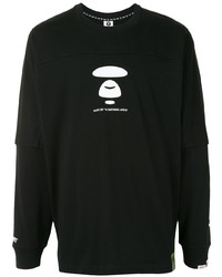 T-shirt manica lunga stampata nera e bianca di AAPE BY A BATHING APE