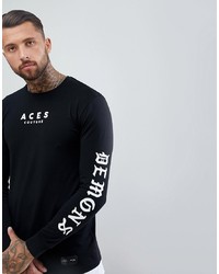 T-shirt manica lunga stampata nera e bianca di Aces Couture