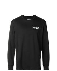 T-shirt manica lunga stampata nera e bianca di adidas