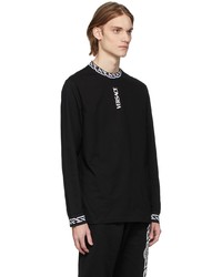 T-shirt manica lunga stampata nera e bianca di Versace