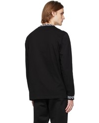 T-shirt manica lunga stampata nera e bianca di Versace