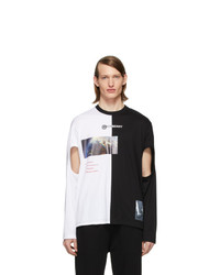T-shirt manica lunga stampata nera e bianca di Burberry
