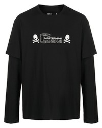 T-shirt manica lunga stampata nera e bianca di C2h4