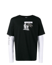 T-shirt manica lunga stampata nera e bianca di Diesel