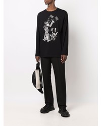 T-shirt manica lunga stampata nera e bianca di Yohji Yamamoto