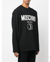 T-shirt manica lunga stampata nera e bianca di Moschino