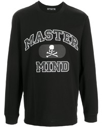 T-shirt manica lunga stampata nera e bianca di Mastermind Japan