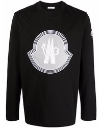 T-shirt manica lunga stampata nera e bianca di Moncler