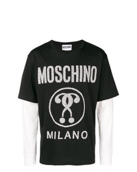 T-shirt manica lunga stampata nera e bianca di Moschino