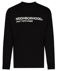 T-shirt manica lunga stampata nera e bianca di Neighborhood