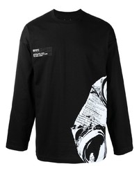 T-shirt manica lunga stampata nera e bianca di Oamc