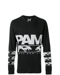 T-shirt manica lunga stampata nera e bianca di Pam Perks And Mini