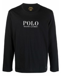T-shirt manica lunga stampata nera e bianca di Polo Ralph Lauren