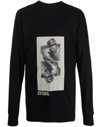 T-shirt manica lunga stampata nera e bianca di Rick Owens DRKSHDW