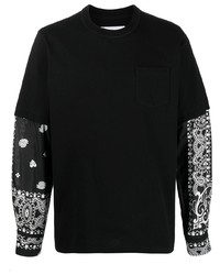 T-shirt manica lunga stampata nera e bianca di Sacai