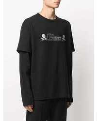 T-shirt manica lunga stampata nera e bianca di C2h4