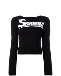 T-shirt manica lunga stampata nera e bianca di Ssheena