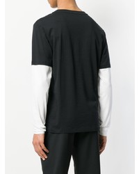 T-shirt manica lunga stampata nera e bianca di Calvin Klein Jeans