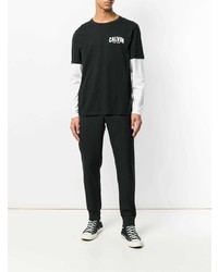 T-shirt manica lunga stampata nera e bianca di Calvin Klein Jeans