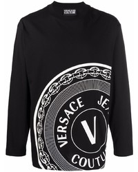 T-shirt manica lunga stampata nera e bianca di VERSACE JEANS COUTURE
