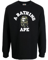 T-shirt manica lunga stampata nera di A Bathing Ape