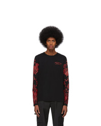 T-shirt manica lunga stampata nera di Alexander McQueen
