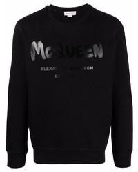 T-shirt manica lunga stampata nera di Alexander McQueen