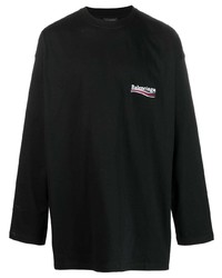 T-shirt manica lunga stampata nera di Balenciaga