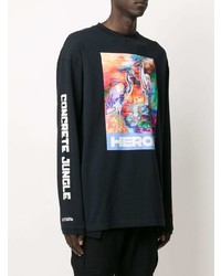 T-shirt manica lunga stampata nera di Heron Preston