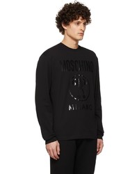 T-shirt manica lunga stampata nera di Moschino