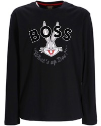 T-shirt manica lunga stampata nera di BOSS
