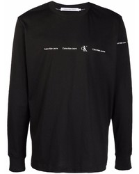T-shirt manica lunga stampata nera di Calvin Klein Jeans