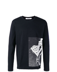 T-shirt manica lunga stampata nera di Calvin Klein Jeans