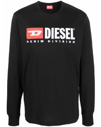 T-shirt manica lunga stampata nera di Diesel