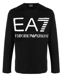 T-shirt manica lunga stampata nera di Ea7 Emporio Armani