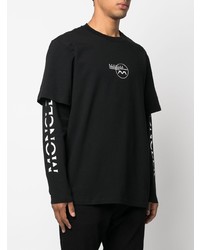 T-shirt manica lunga stampata nera di Moncler
