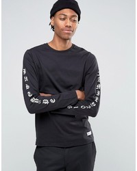 T-shirt manica lunga stampata nera di Hype