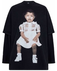 T-shirt manica lunga stampata nera di Kanye West