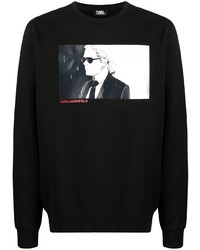 T-shirt manica lunga stampata nera di Karl Lagerfeld