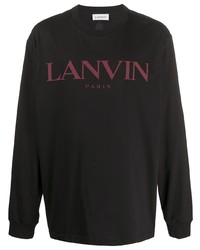 T-shirt manica lunga stampata nera di Lanvin