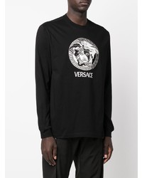 T-shirt manica lunga stampata nera di Versace