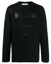 T-shirt manica lunga stampata nera di Moschino