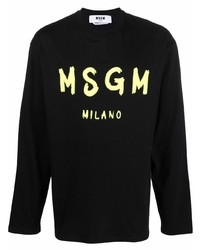 T-shirt manica lunga stampata nera di MSGM